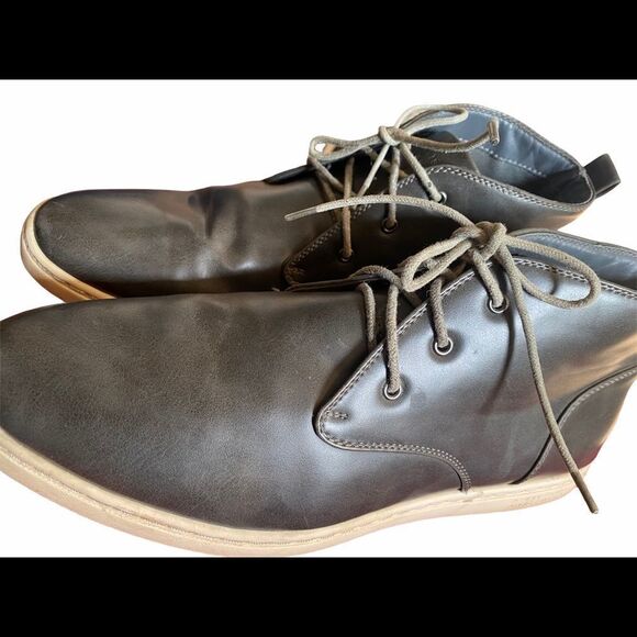 Perry Ellis Portfolio Mens Ankle Boots Sz 11.5 Charcoal Gray Leather “Demi Hi” main image 12